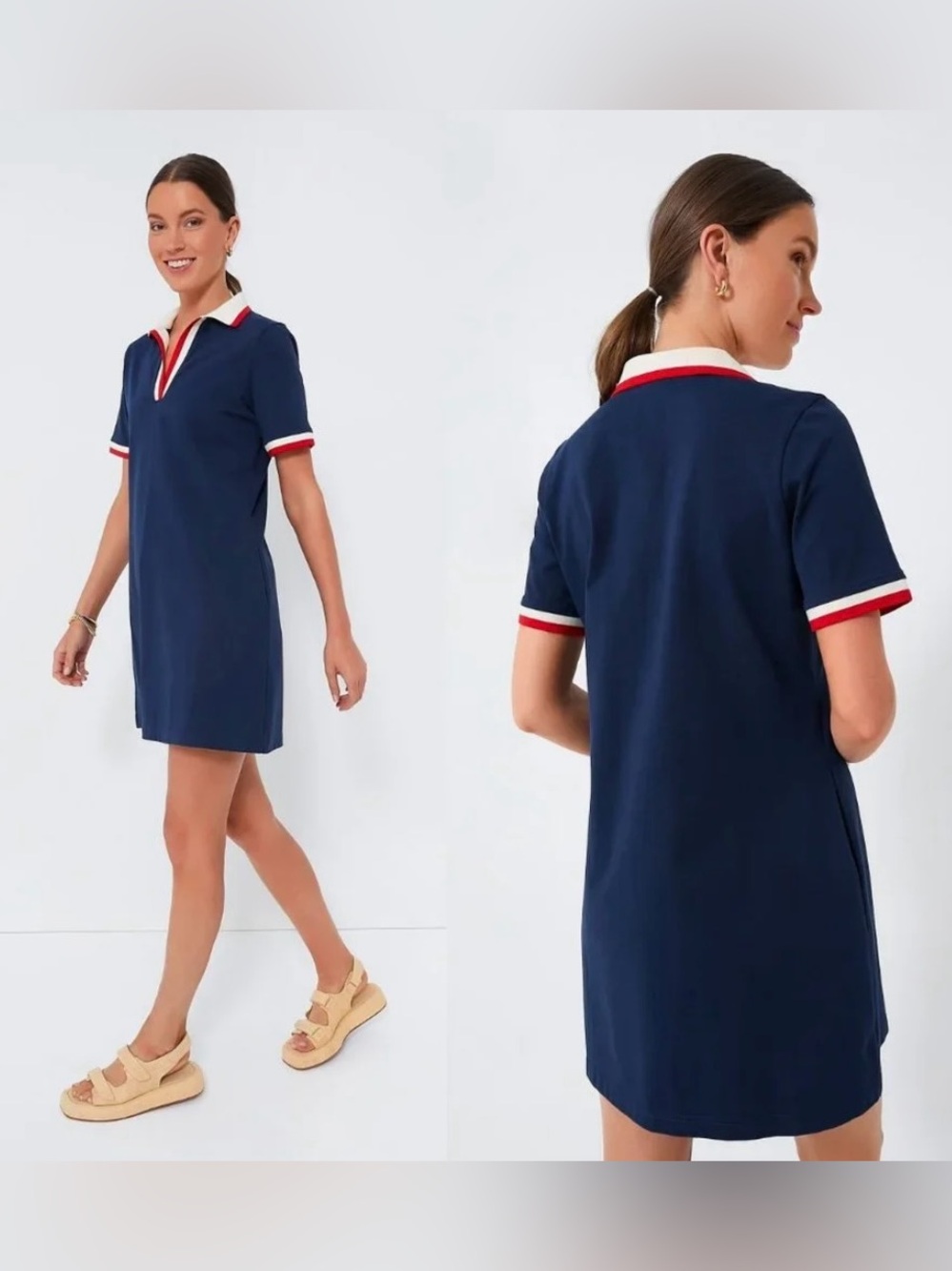 Tuckernuck Hutton Polo Dress Dark Navy Blue Short Sleeve Sporty XL